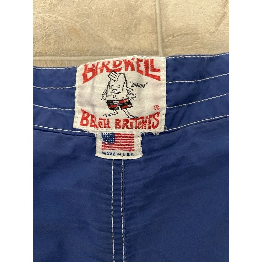 Vintage Birdwell Beach Britches Board Shorts in Blue Men 38 Made in USA Beach